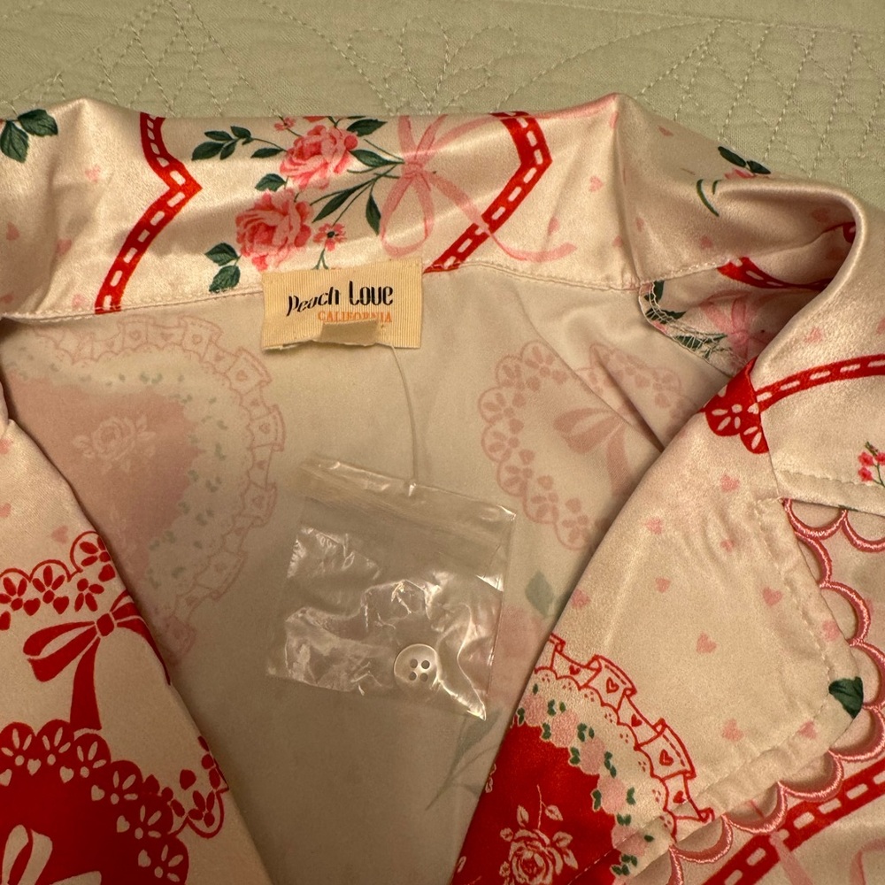 Peach Love California Red and White Heart Pajama Set - Picture 5 of 5